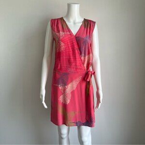 Tibi 100% Silk Wrap Pink Hummingbird Dress - 4